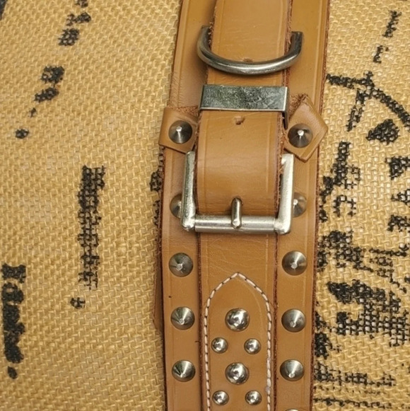 French Connection Vintage Nailhead Wide Leather Belt M/‎ L - Picture 4 of 14